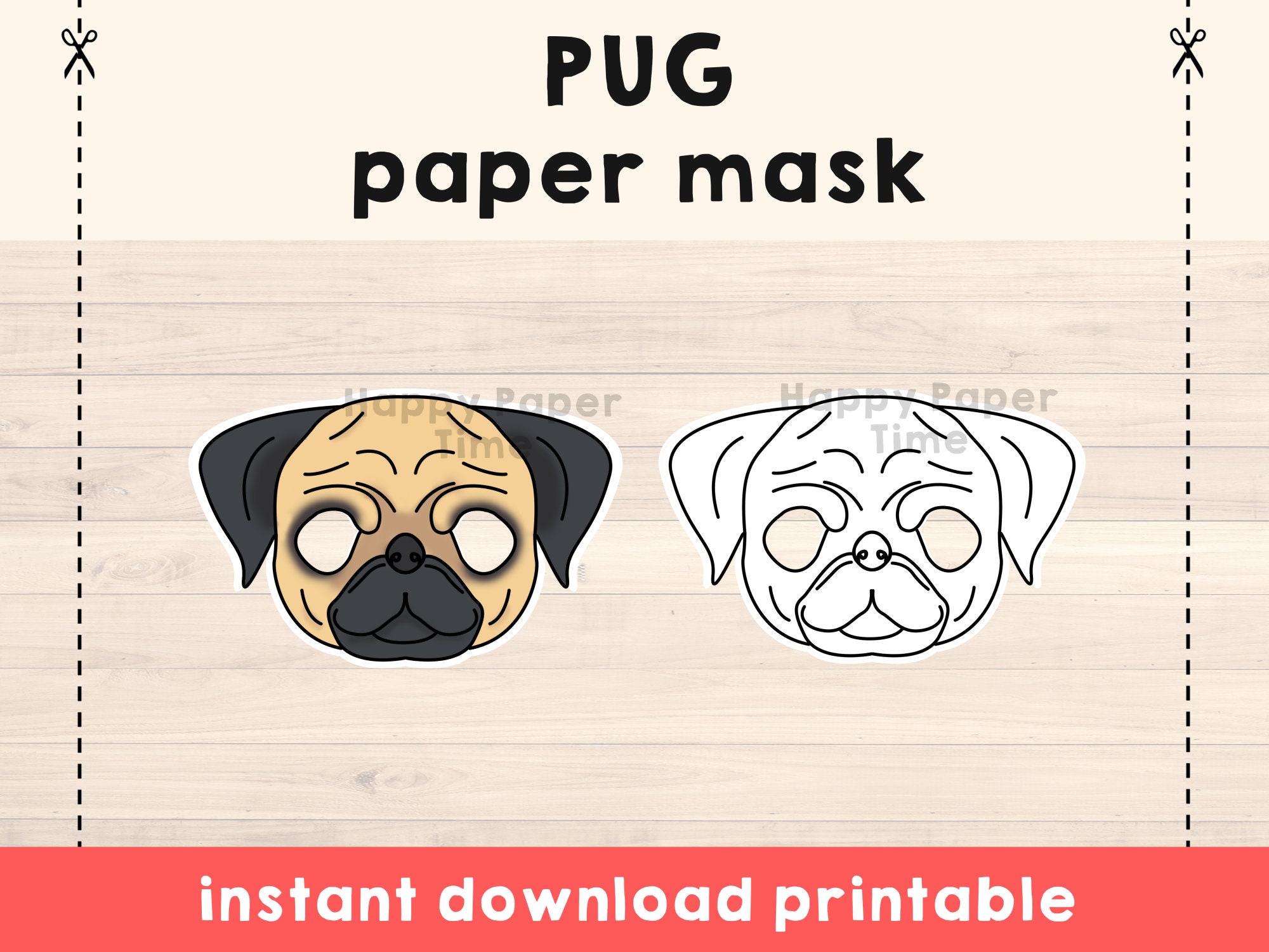 Animal Face Masks Photo Booth Props Printable Masks 16 Full Page Full Color  Animal Faces Digital Download Jpeg and PDF Download 
