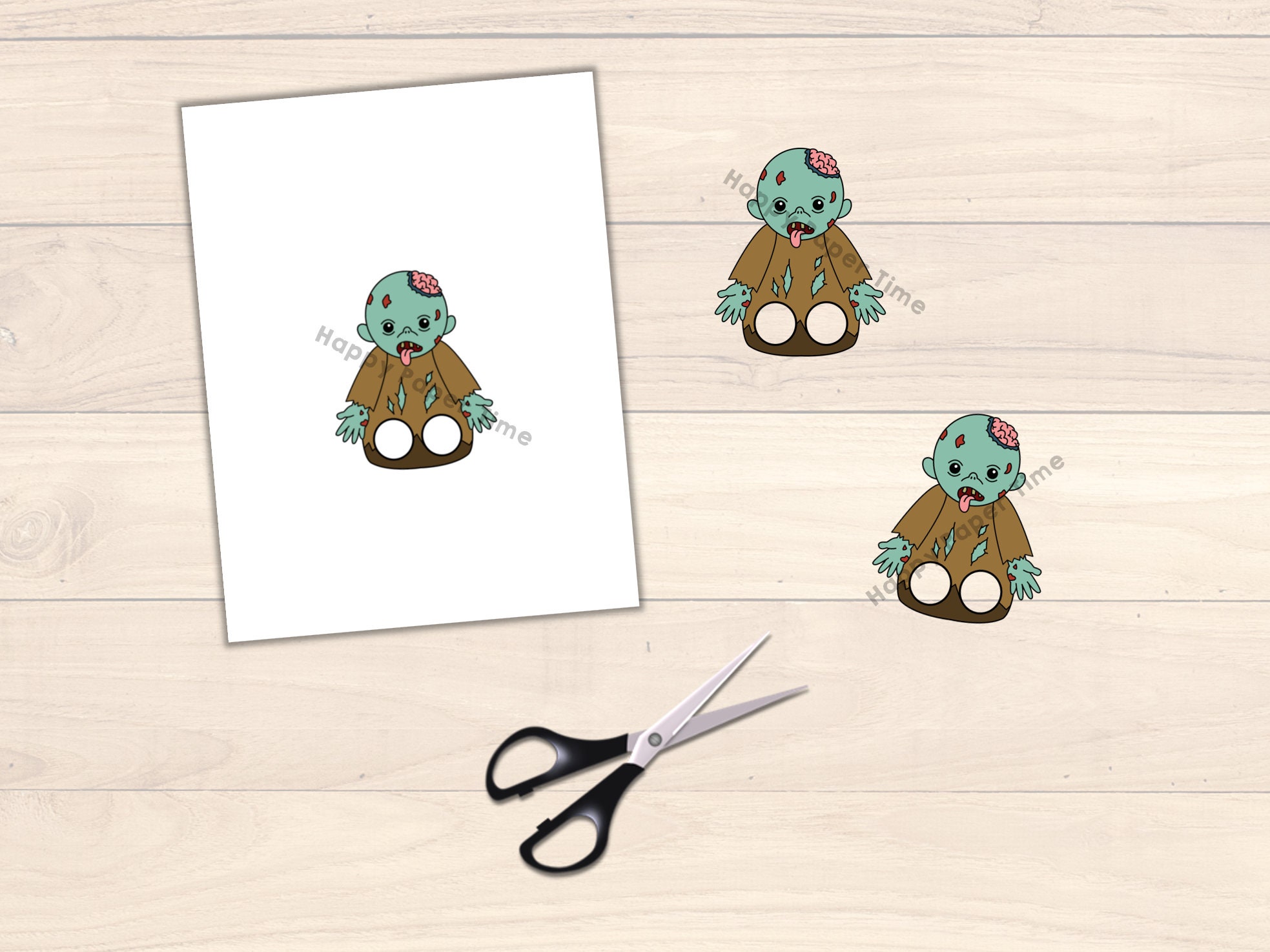 Zombie Paper Craft Printable Halloween Spooky Day Finger Puppet Kids ...