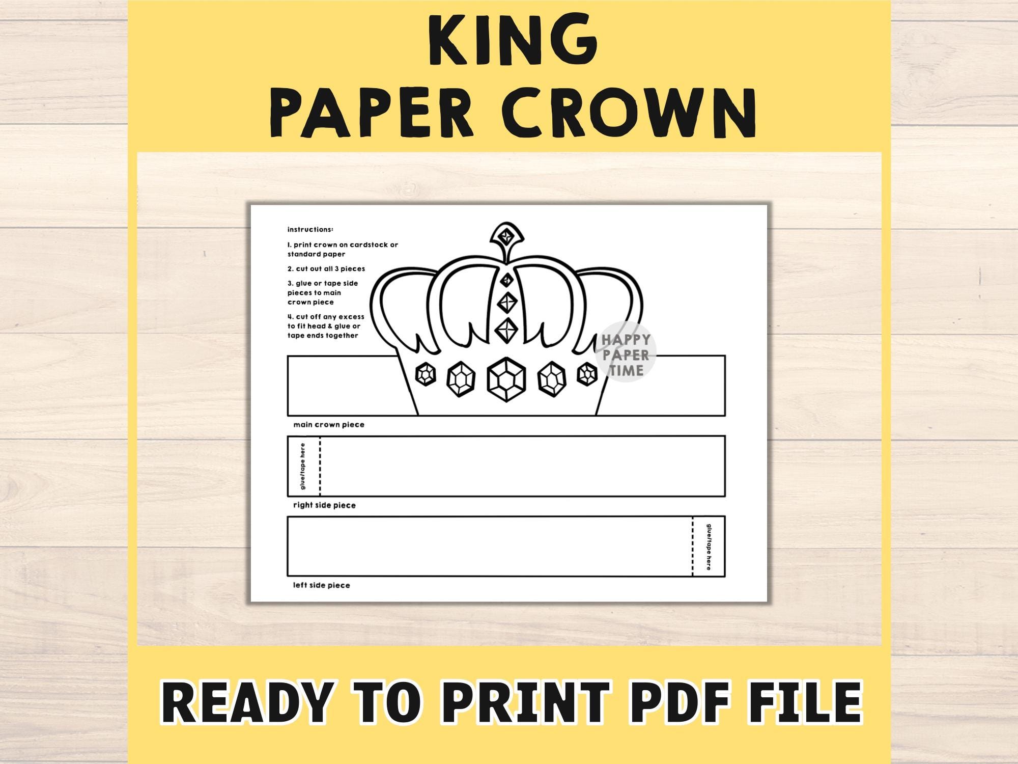 Prince Paper Crown Coloring Printable Kids Craft Prince Birthday Party ...