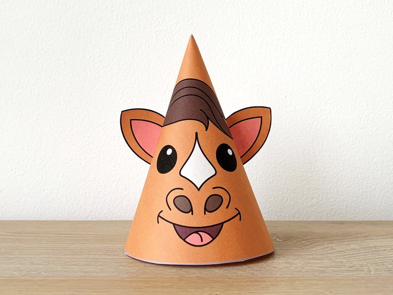 Horse party hat paper printable Template Print Farm animal | Etsy