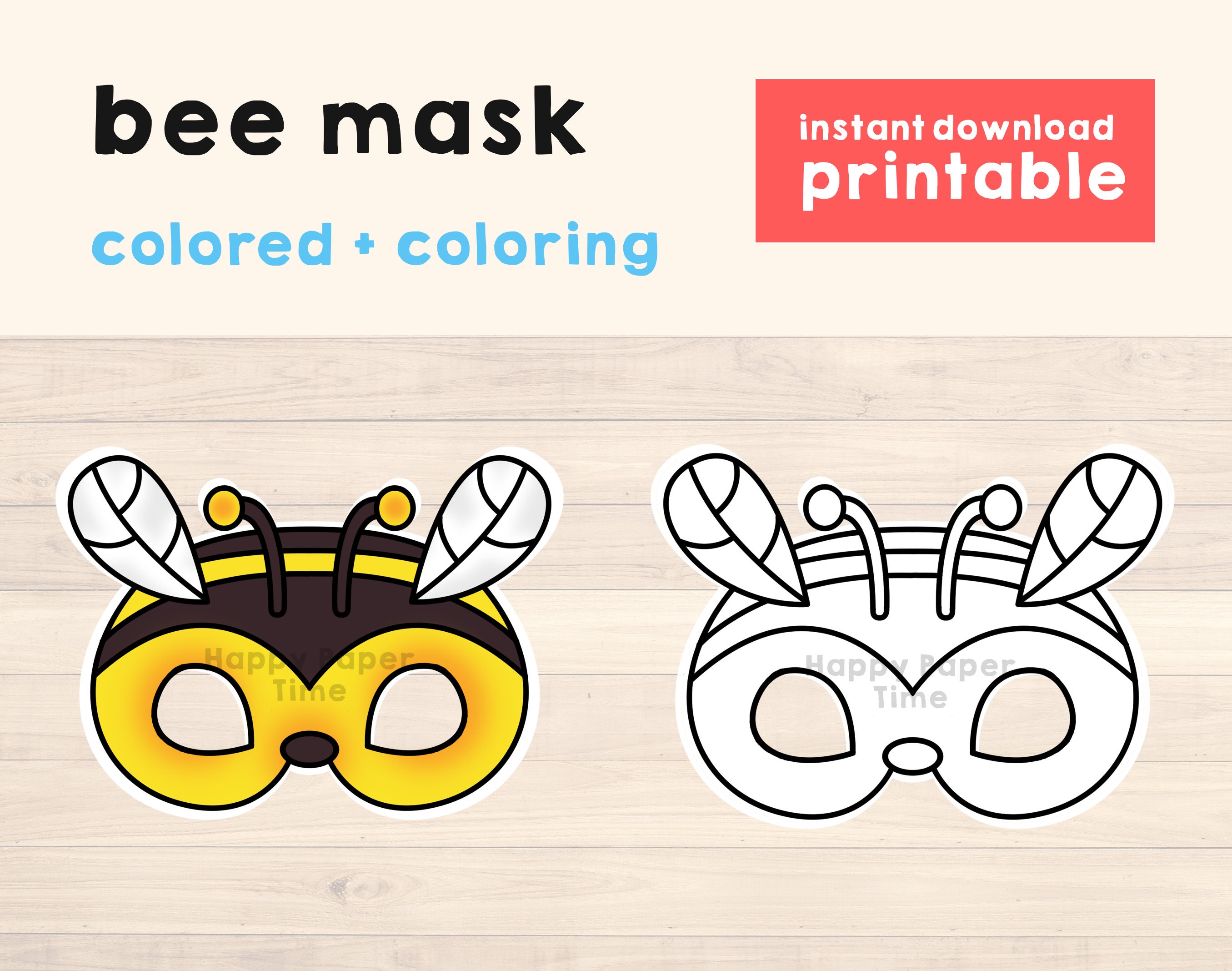 bee-mask-costume-animal-mask-printable-party-favor-insect-etsy