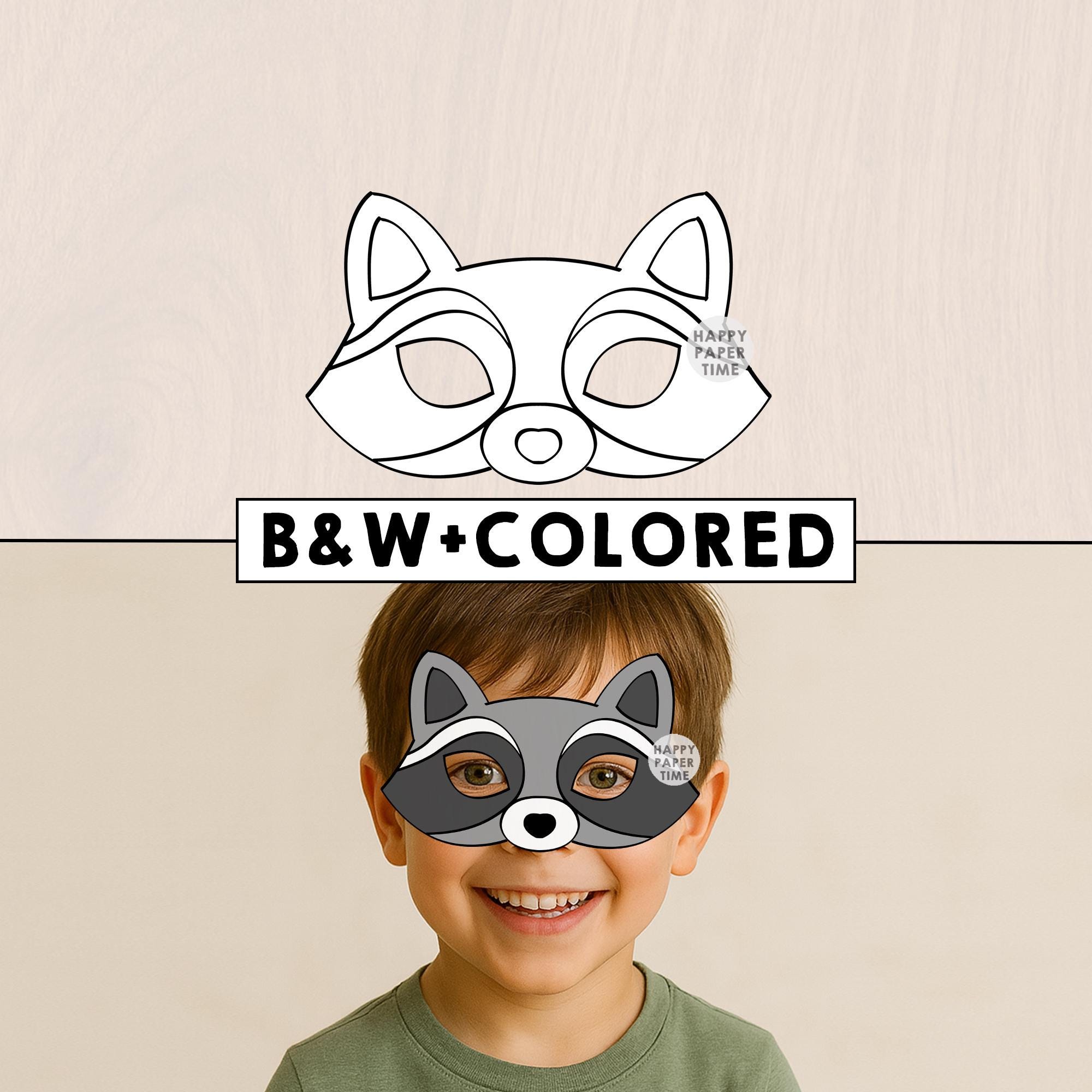 Raccoon Mask Raccoon Costume Animal Mask Printable Party Favor Woodland ...