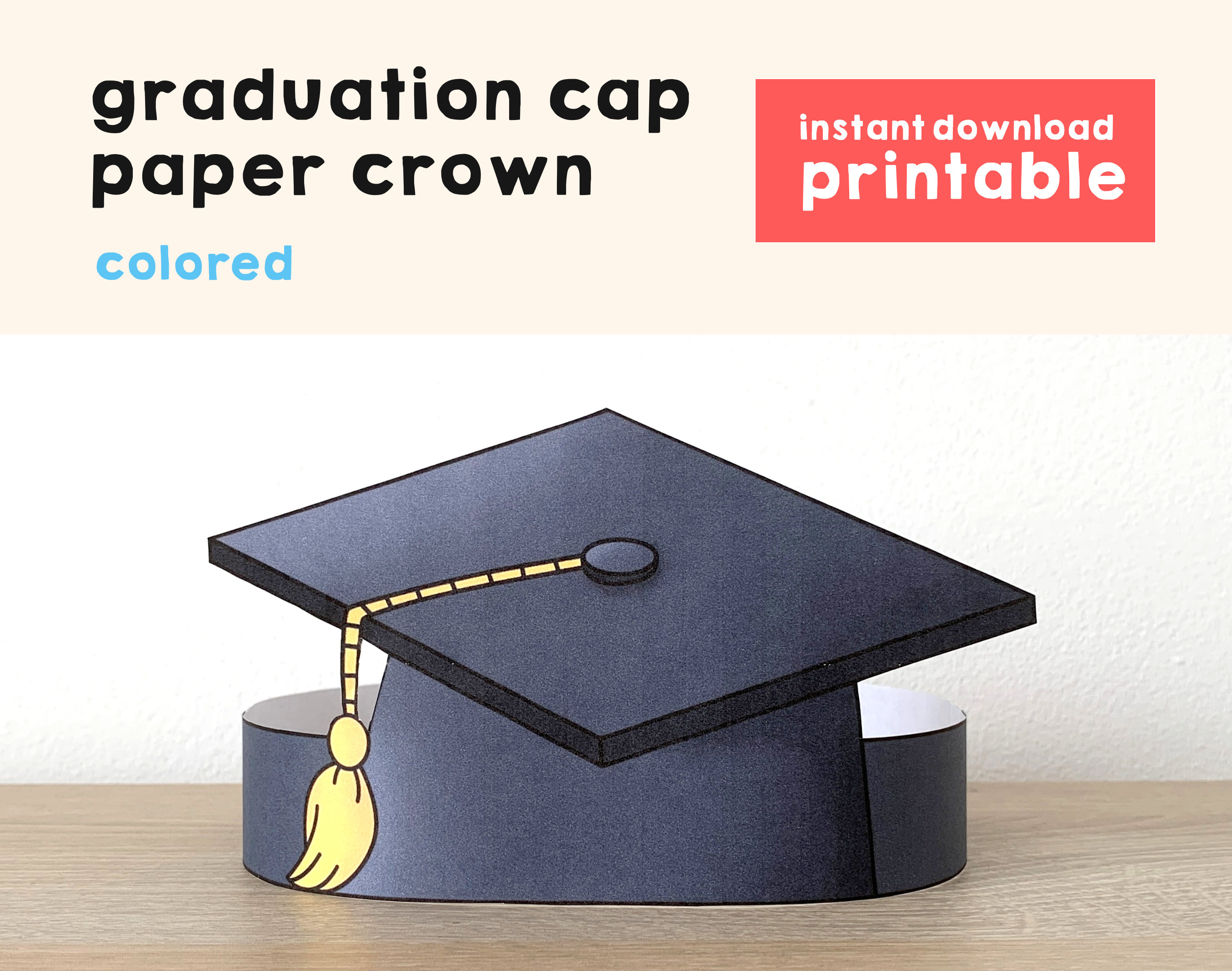 graduation cap paper crown party teacher printable kids craft etsy hong kong