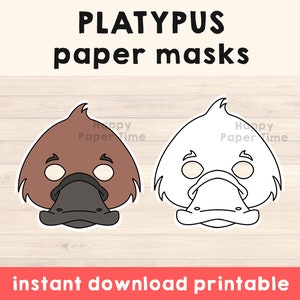 Platypus Mask Costume Animal Mask Printable Party Favor Safari Halloween Party Printable Mask Kids Party Favor Printable - Instant Download