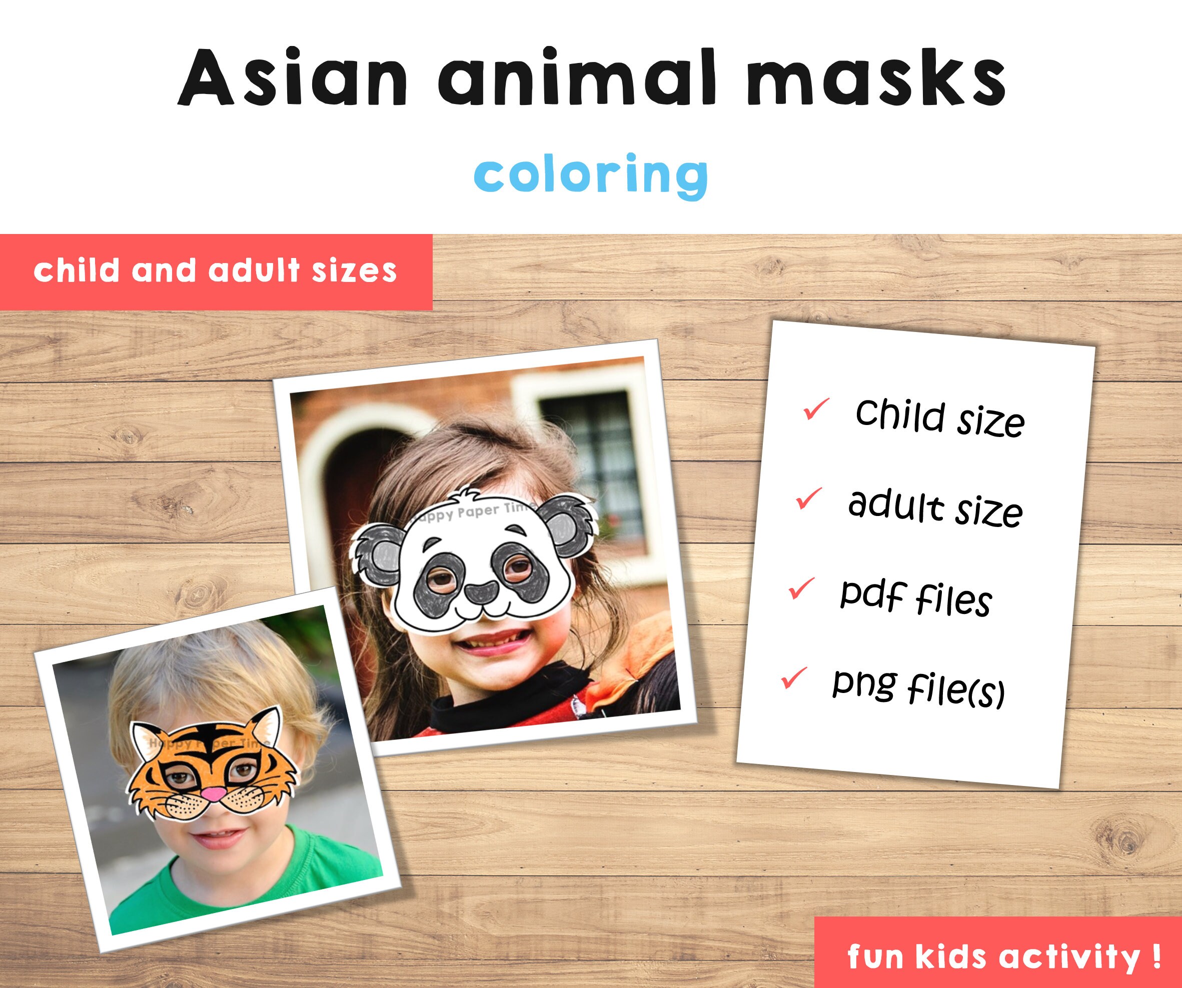 Asian Animal Paper Masks Printable Jungle Craft Activity Costume