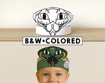 Cobra Paper Crown Party Coloring Printable Kids Craft Jungle Birthday Decor Printable Favor pdf Costume DIY Printable Instant Download