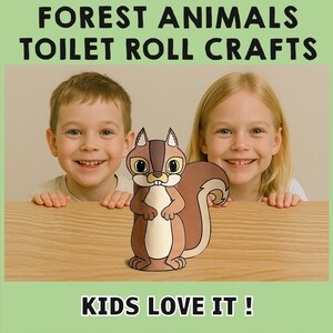 Forest Animals Toilet Paper Roll Craft Forest Party Coloring Printable Decoration Kids Wild Play Cut out Glue DIY - Instant Download image 5