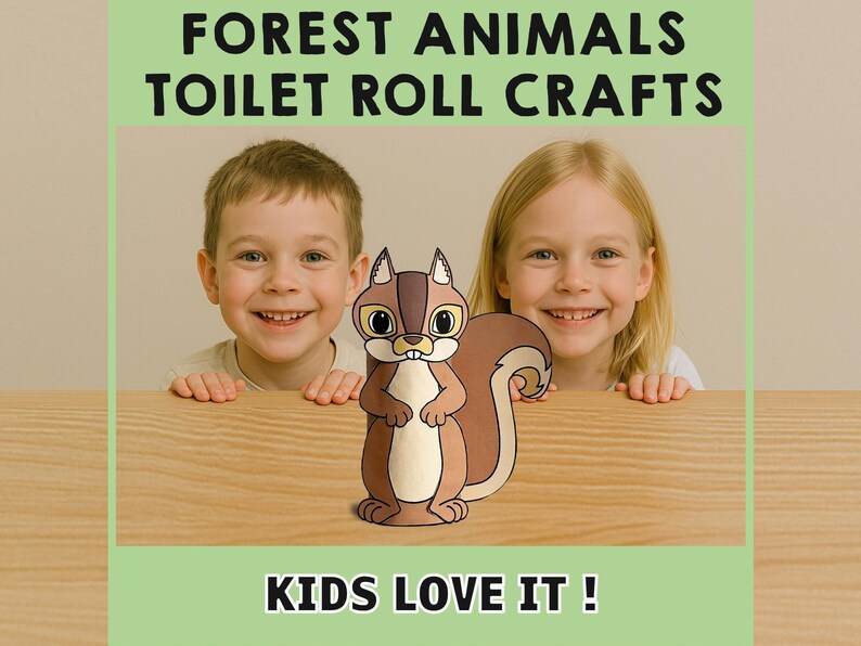 Forest Animals Toilet Paper Roll Craft Forest Party Coloring Printable Decoration Kids Wild Play Cut out Glue DIY - Instant Download image 5