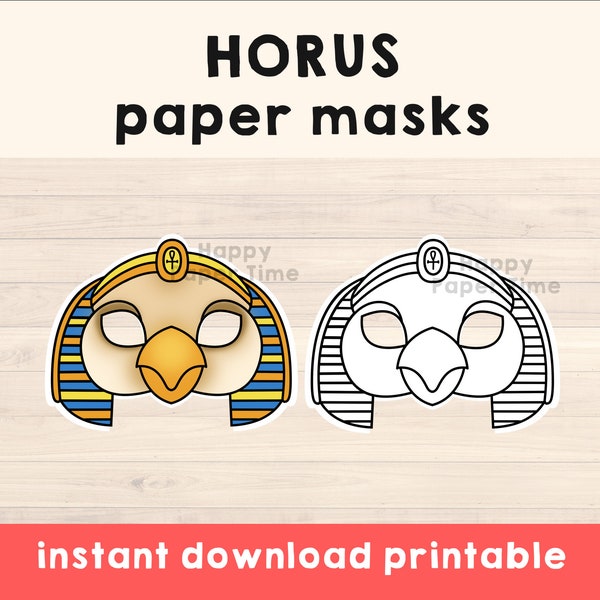 Horus Egypt god mask Ancient Egypt party mask template costume diy Party Favor printable sun god coloring craft kids - Instant download