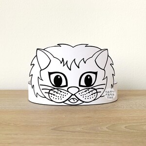Lion Paper Crown Coloring Printable Kids Craft Lion Birthday Party Printable Favor Lion Costume DIY Printable Instant Download image 1