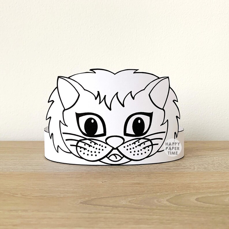 Lion Paper Crown Coloring Printable Kids Craft Lion Birthday Party Printable Favor Lion Costume DIY Printable Instant Download image 1