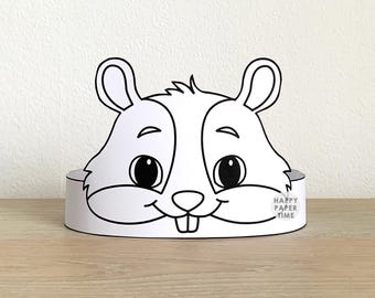 Hamster Paper Crown Headband Pet Animal Printable Kids Craft Rodent Party Coloring Birthday Printable Favor Costume DIY - Instant Download