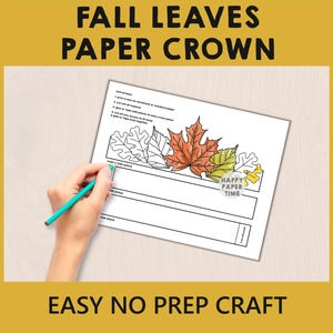 Fall Leaves Paper Headband Crown Thanksgiving Autumn Party Coloring Printable Kids Craft Costume Printable Favor Costume - Instant Download image 3
