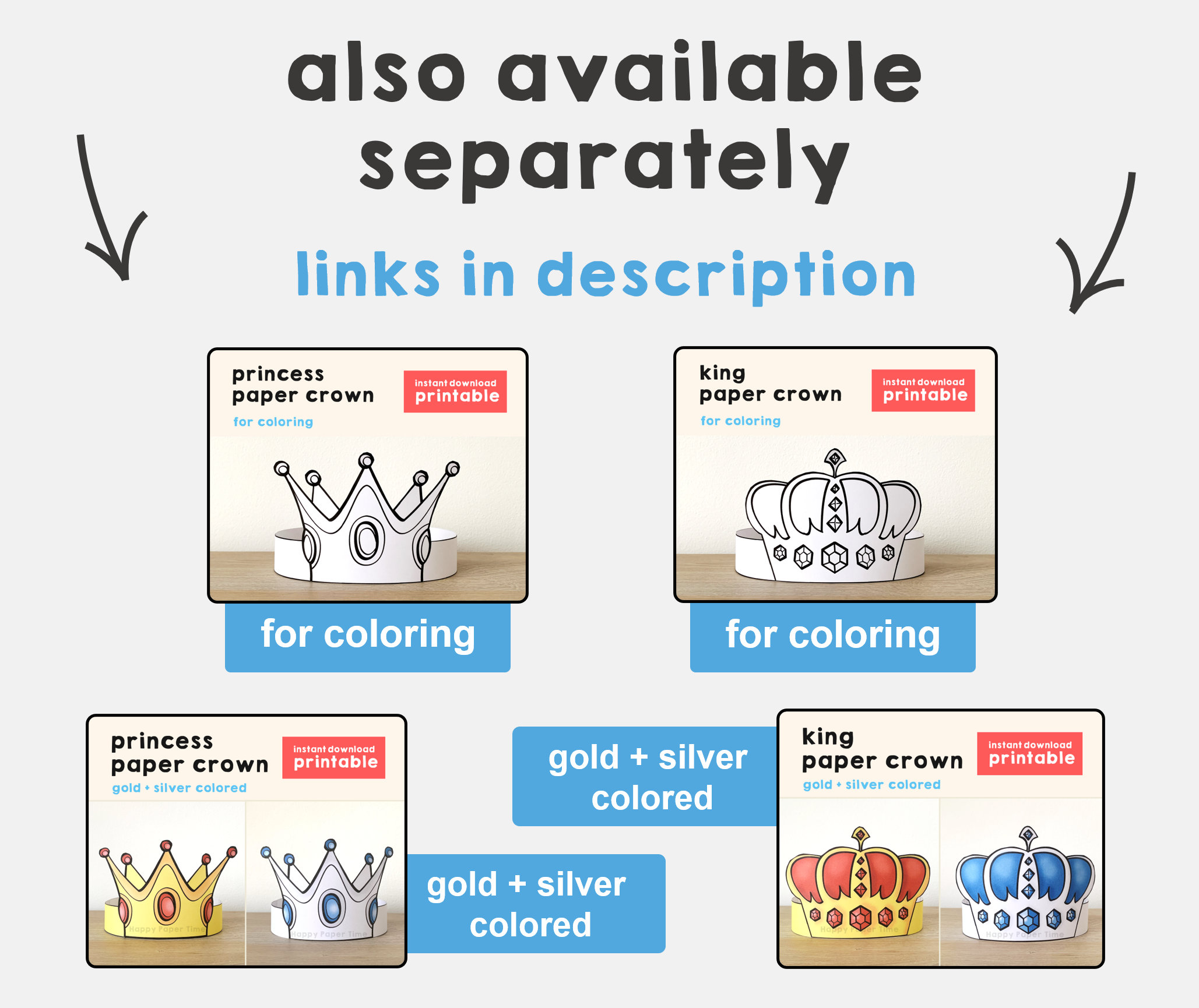 Princess Paper Crown Coloring Printable Kid Craft Princess Birthday ...