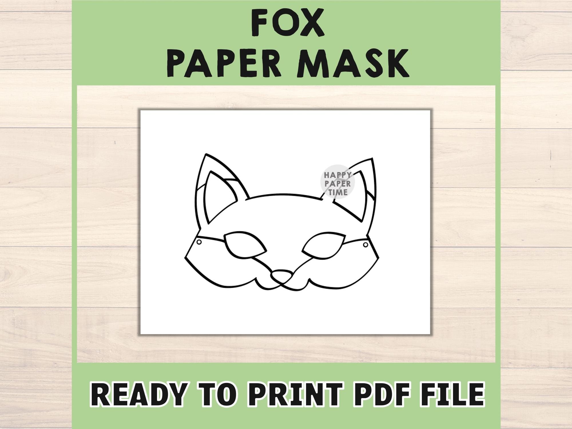 Fox Mask Paper Animal Mask Fox Coloring Party Favor Woodland Party Kids ...