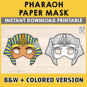 Pharaoh Egypt mask Ancient Egypt party mask template costume diy Party Favor printable coloring craft kids - Instant download