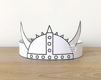 Viking Paper Crown activity Printable Kids Craft Helmet Medieval Birthday Party Favor Viking Costume DIY Printable Instant Download