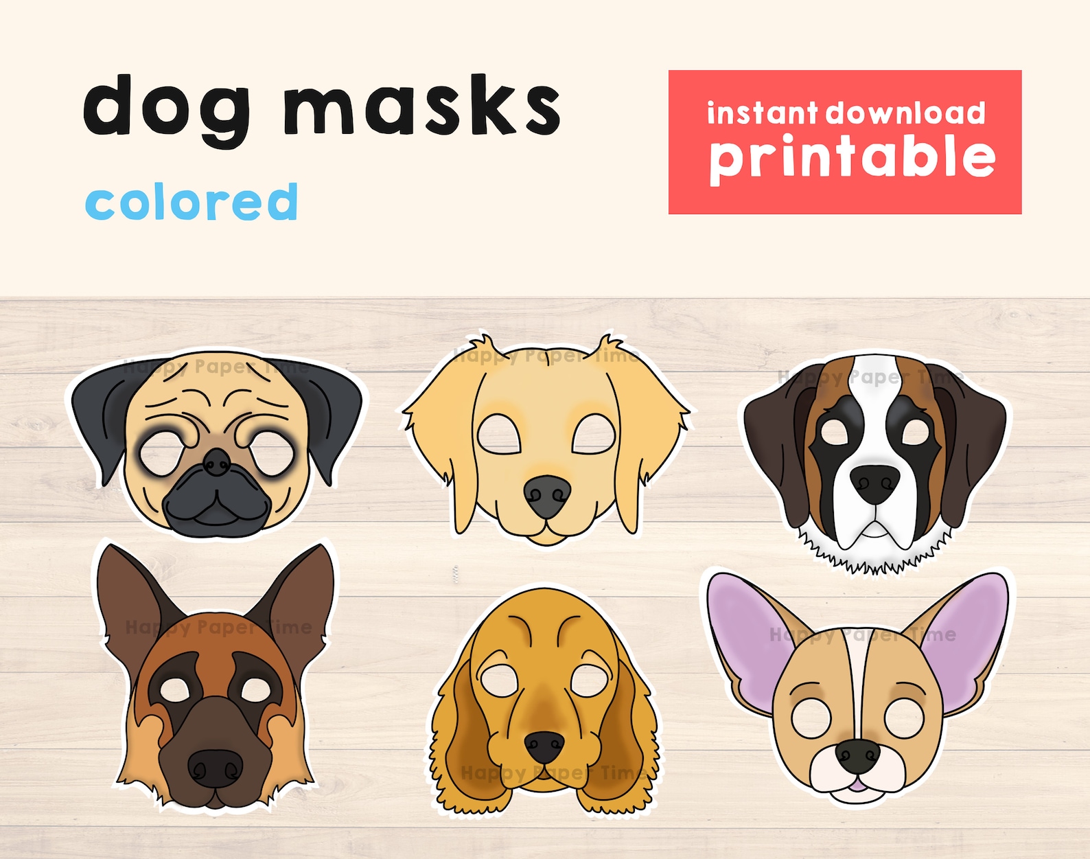 Dog Masks Printable Chihuahua German Shepherd Golden Retriever - Etsy