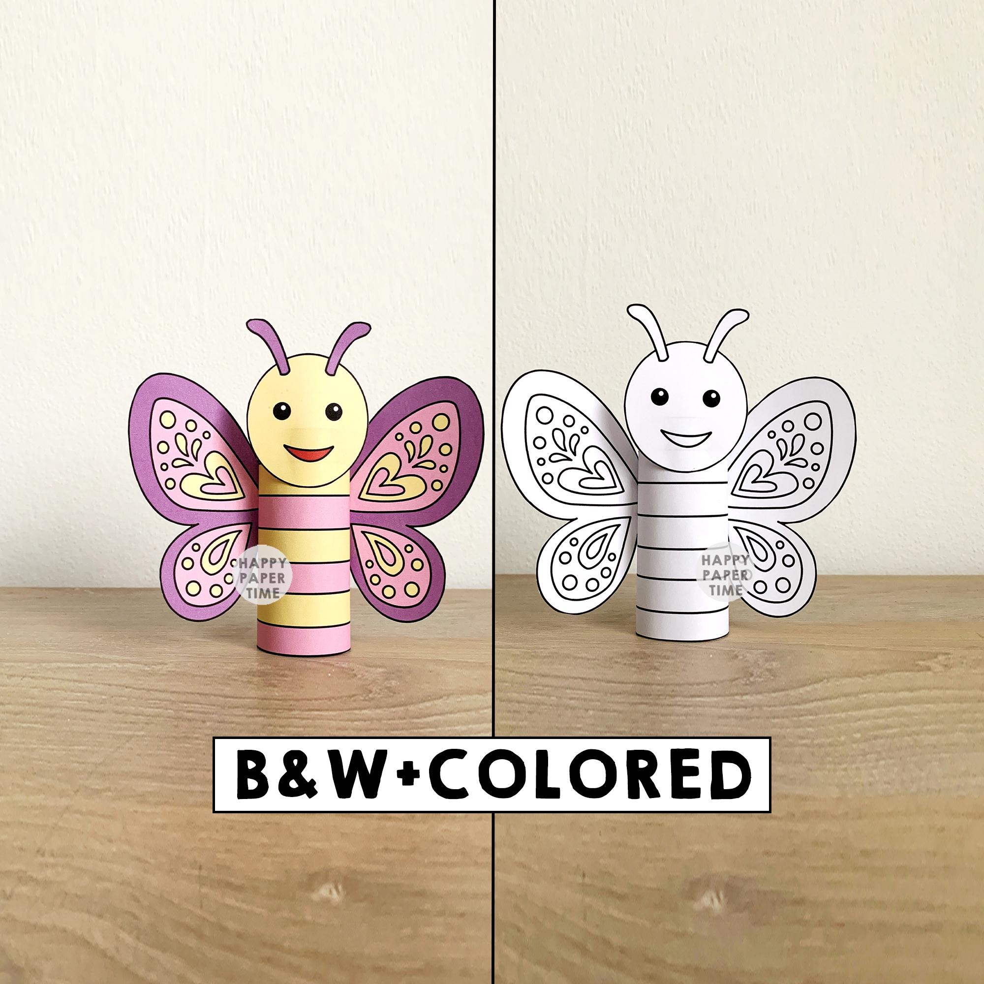 Butterfly Toilet Paper Roll Craft Bugs Insects Spring Party Coloring…