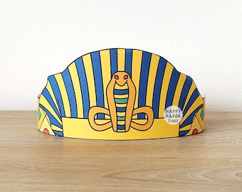 Pharaoh Paper Crown Ancient Egypt template Party Coloring Printable Kids Craft Birthday Favor pdf favor DIY - Instant Download