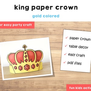 King Paper Crown Prince Gold Royal Printable Kids Craft Prince Birthday ...