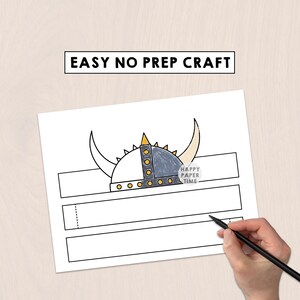 Viking Paper Crown activity Printable Kids Craft Helmet Medieval Birthday Party Favor Viking Costume DIY Printable Instant Download image 6