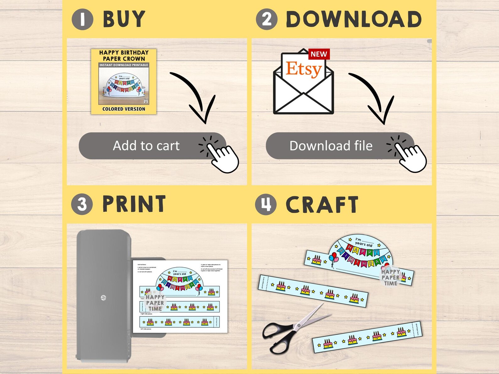 Happy Birthday Paper Crown Party Activity Printable Kids Template Craft ...