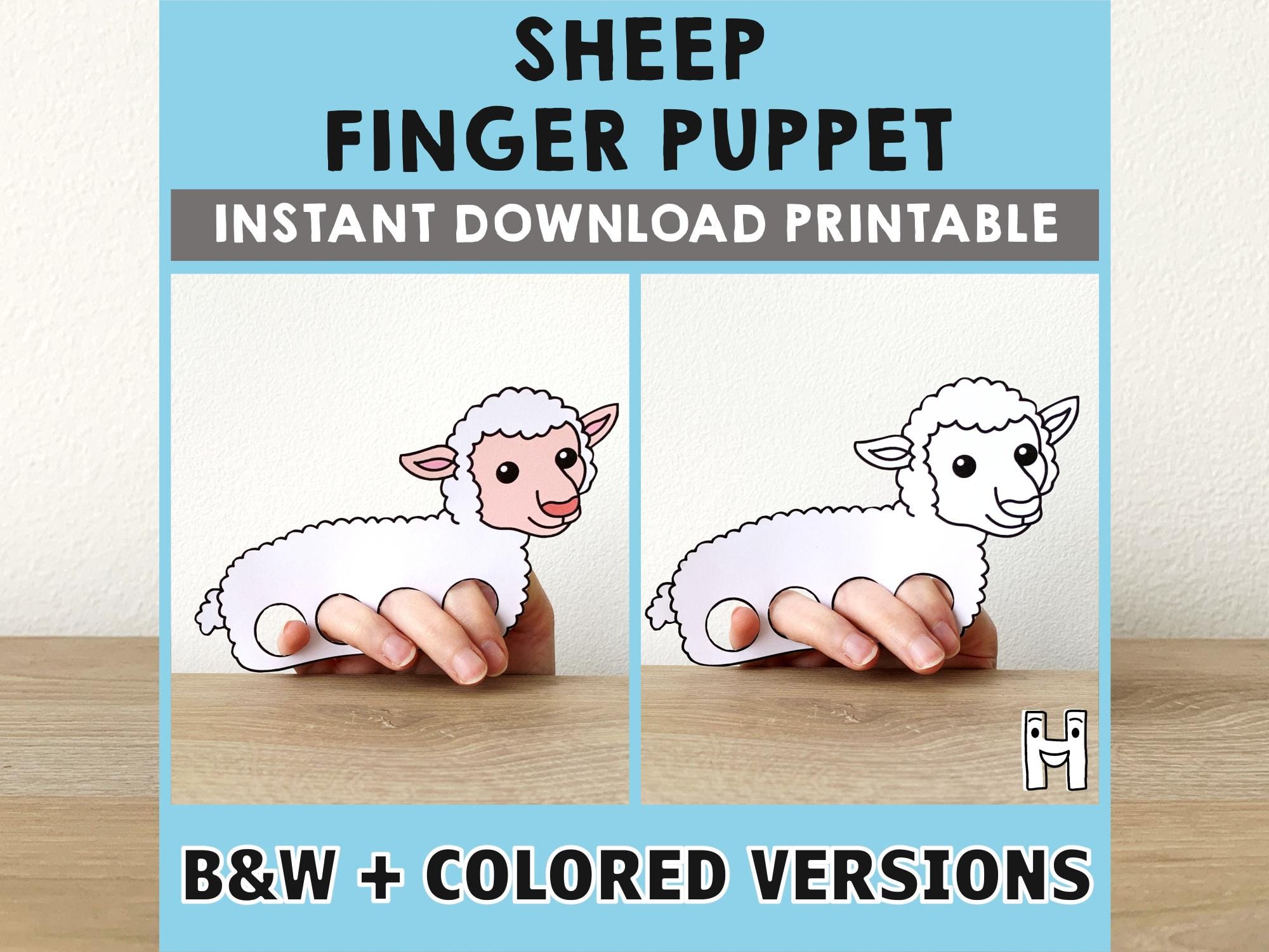 Sheep paper craft printable farm animal Finger Puppet Pretend Play…
