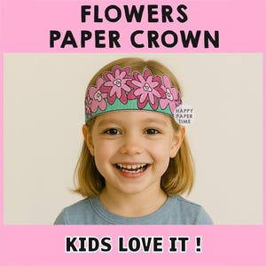 Flower Paper Crown Party Coloring Printable Kids Craft Spring Fairy ...