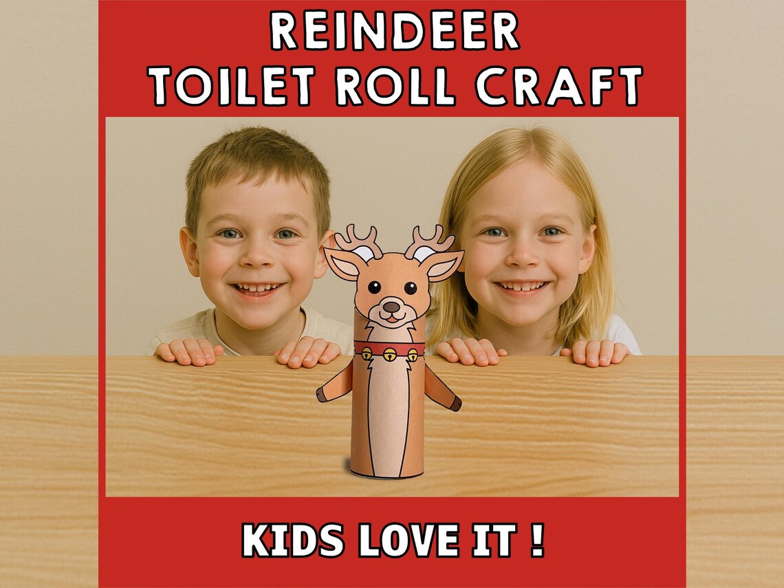 Reindeer Toilet Paper Roll Craft Christmas Party Coloring Printable ...
