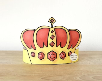 King Paper Crown prince gold Royal Printable Kids Craft Prince Birthday Party Printable Favor Prince Costume DIY Printable Instant Download