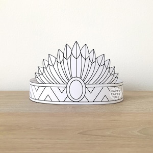 Native American Paper craft Headdress Crown Party Coloring Activity Printable Kids Indian Birthday Decor Favor pdf Costume Instant Download