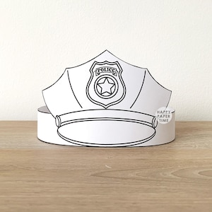 Polizei Cap Hut Papier Krone Party Färbung druckbare Kinder Handwerk Polizist Kostüm Geburtstag druckbare Favor Pdf Kostüm DIY Instant Download