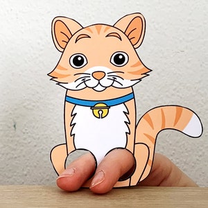 Cat Kitten Paper Craft Printable Pet Animal Finger Puppet Kids Craft ...