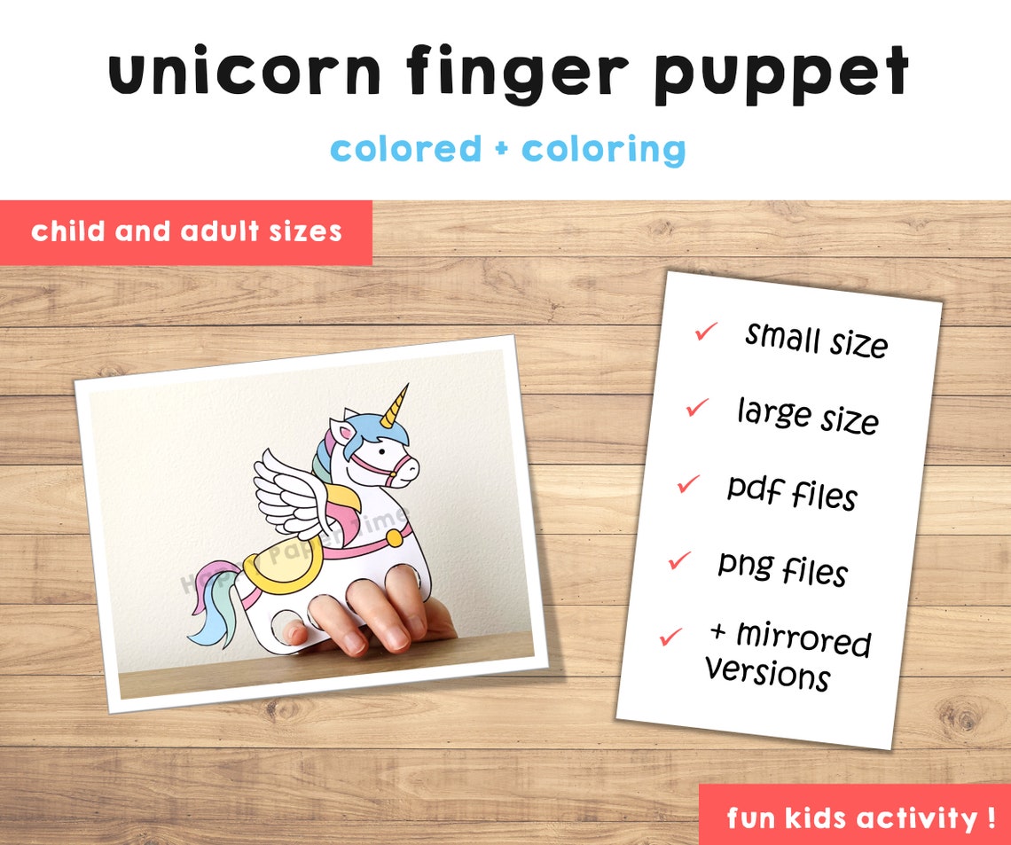 Unicorn Paper Craft Printable Finger Puppet Kids Craft Unicorn - Etsy