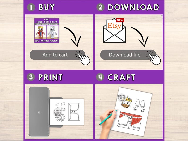 King Toilet Paper Roll Craft Medieval Fantasy Party Coloring Printable Decoration Kids Play Cut out Glue DIY - Instant Download image 5