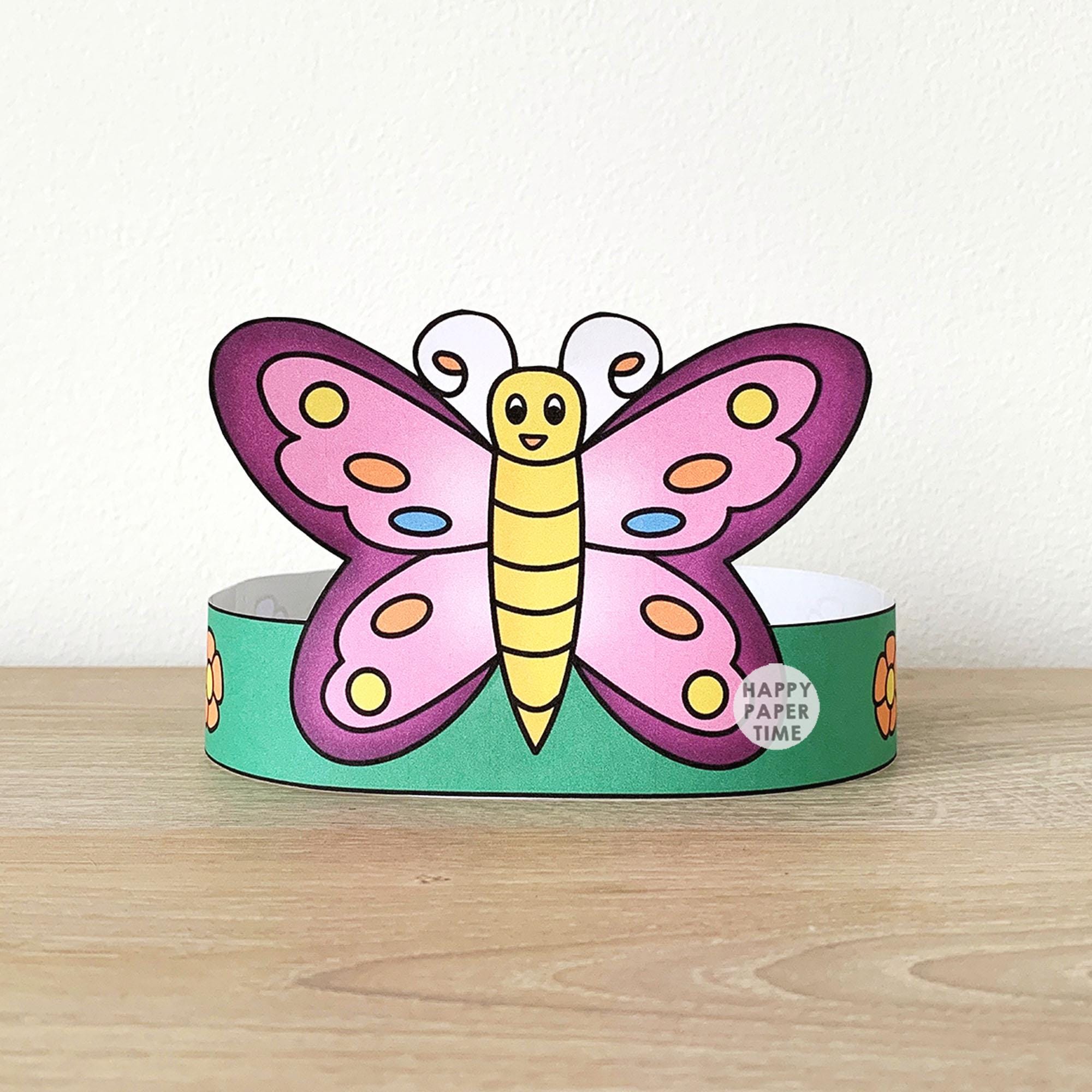 33 Flutter into Fun: Best Butterfly Craft Kits for Kids 7 Butterfly Paper Crown Party Activity Printable Kids Craft Cute Girl…