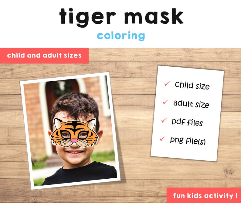 Tiger Mask Coloring In Tiger Mask Printable Tiger Costume Mask Tiger Party Jungle Animal Mask ...