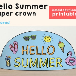 Sommer Papier Kronen druckbare Kinder Basteln Geburtstag Mitbringsel Kostüm DIY Sofort Download Vorlage No Prep