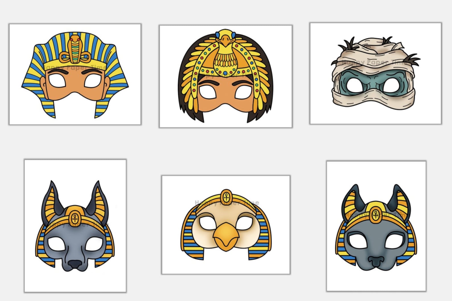 Ancient Egypt Masks Template Pharaoh Cleopatra Mummy Horus Etsy UK