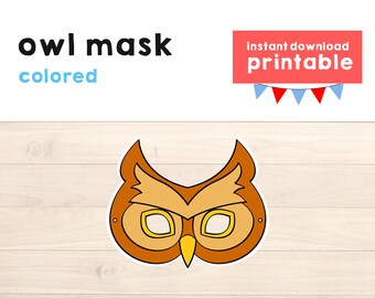 Owl costume Owl mask Animal mask printable Owl printable Owl party Animal printable mask Woodland mask Animal party - Instant Download