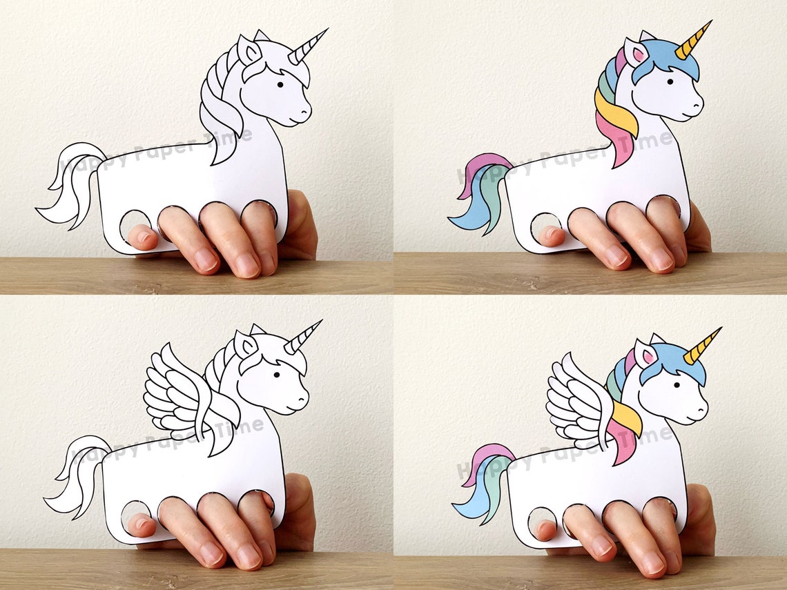unicorn-paper-craft-printable-finger-puppet-kids-craft-unicorn-etsy