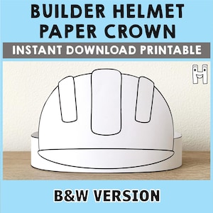 Bauarbeiter Baumeister Helm Papier Krone Party Färbung druckbare Kinder Handwerk Kostüm Geburtstag druckbare Favor - Instant Download