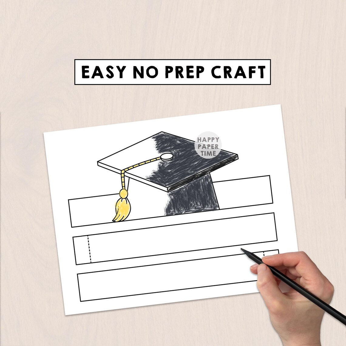 Graduation Hat Paper Crown Party Coloring Printable Kids Craft ...