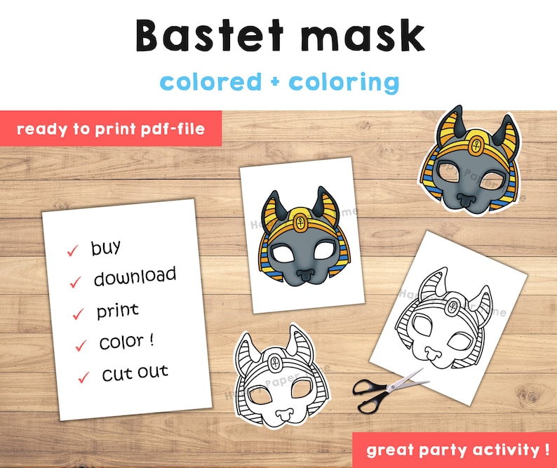Bastet Egypt God Mask Ancient Egypt Party Mask Template Etsy