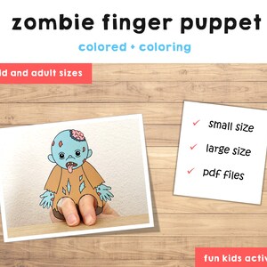 Zombie Paper Craft Printable Halloween Spooky Day Finger Puppet Kids ...