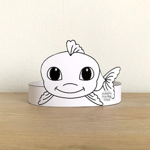 Goldfisch Papier Krone Haarband Haustier Tier druckbare Kinder Handwerk Fisch Party Färbung Geburtstag druckbare Favor Kostüm DIY - sofort Download Bild 1