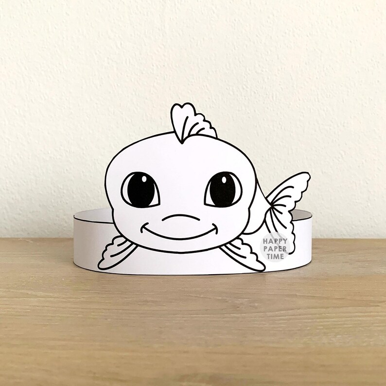 Goldfisch Papier Krone Haarband Haustier Tier druckbare Kinder Handwerk Fisch Party Färbung Geburtstag druckbare Favor Kostüm DIY - sofort Download Bild 1