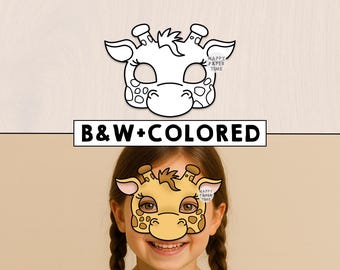 印刷可能なキリンマスク：子供用コスチュームパーティーマスク