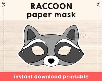 Raccoon Mask Raccoon Costume Animal Mask Printable Party Favor Woodland Party Printable Mask Kids Party Favor Printable - Instant Download